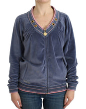 Load image into Gallery viewer, Cavalli Elegant Blue Zip Cardigan with Gold Details
