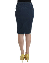 Load image into Gallery viewer, Cavalli Elegant Blue Pencil Skirt
