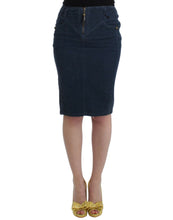 Load image into Gallery viewer, Cavalli Elegant Blue Pencil Skirt
