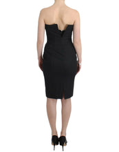 Load image into Gallery viewer, Cavalli Elegant Gray Strapless Dress with Gold Accents
