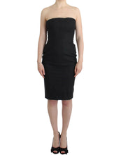 Load image into Gallery viewer, Cavalli Elegant Gray Strapless Dress with Gold Accents
