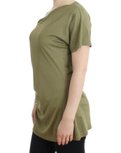 Load image into Gallery viewer, Cavalli Elegant Green Jersey Blouse with Gold Accents
