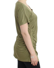 Load image into Gallery viewer, Cavalli Elegant Green Jersey Blouse with Gold Accents
