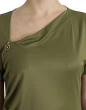 Load image into Gallery viewer, Cavalli Elegant Green Jersey Blouse with Gold Accents
