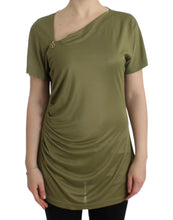 Load image into Gallery viewer, Cavalli Elegant Green Jersey Blouse with Gold Accents
