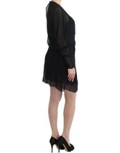 Load image into Gallery viewer, Cavalli Elegant Sheer Black Silk Blouson Dress
