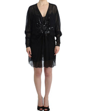 Load image into Gallery viewer, Cavalli Elegant Sheer Black Silk Blouson Dress
