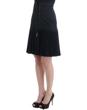 Load image into Gallery viewer, Cavalli Elegant Black Pleated Lace A-Line Skirt
