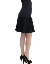 Load image into Gallery viewer, Cavalli Elegant Black Pleated Lace A-Line Skirt
