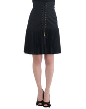 Load image into Gallery viewer, Cavalli Elegant Black Pleated Lace A-Line Skirt
