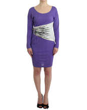 Load image into Gallery viewer, Cavalli Elegant Purple Floral Jersey Dress
