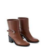 Load image into Gallery viewer, Burberry Chic Brown Leather Ankle Boots with Buckle Detail
