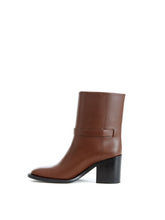 Load image into Gallery viewer, Burberry Chic Brown Leather Ankle Boots with Buckle Detail
