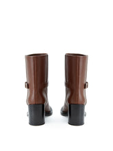 Load image into Gallery viewer, Burberry Chic Brown Leather Ankle Boots with Buckle Detail
