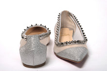 Load image into Gallery viewer, Christian Louboutin Silver Flat Point Toe Shoe
