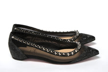 Load image into Gallery viewer, Christian Louboutin Black Silver Flat Point Toe Shoe
