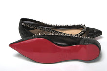 Load image into Gallery viewer, Christian Louboutin Black Silver Flat Point Toe Shoe
