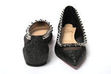 Load image into Gallery viewer, Christian Louboutin Black Silver Flat Point Toe Shoe
