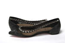 Load image into Gallery viewer, Christian Louboutin Black Silver Flat Point Toe Shoe
