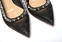 Load image into Gallery viewer, Christian Louboutin Black Silver Flat Point Toe Shoe
