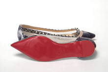 Load image into Gallery viewer, Christian Louboutin Multicolor Print Silver Flat Point Toe Shoe
