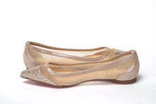 Load image into Gallery viewer, Christian Louboutin Silver Flat Point Toe Crystals Shoe
