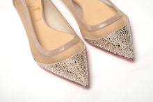 Load image into Gallery viewer, Christian Louboutin Silver Flat Point Toe Crystals Shoe
