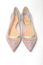 Load image into Gallery viewer, Christian Louboutin Silver Rose Flat Point Crystals Toe Shoe
