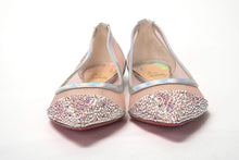 Load image into Gallery viewer, Christian Louboutin Silver Rose Flat Point Crystals Toe Shoe
