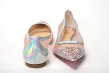 Load image into Gallery viewer, Christian Louboutin Silver Rose Flat Point Crystals Toe Shoe
