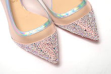 Load image into Gallery viewer, Christian Louboutin Silver Rose Flat Point Crystals Toe Shoe
