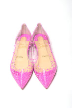 Load image into Gallery viewer, Christian Louboutin Hot Pink Suede Crystals Flat Point Toe Shoe
