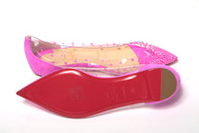 Load image into Gallery viewer, Christian Louboutin Hot Pink Suede Crystals Flat Point Toe Shoe
