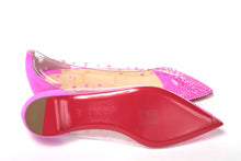 Load image into Gallery viewer, Christian Louboutin Hot Pink Suede Crystals Flat Point Toe Shoe
