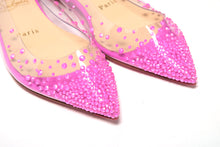 Load image into Gallery viewer, Christian Louboutin Hot Pink Suede Crystals Flat Point Toe Shoe
