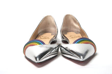 Load image into Gallery viewer, Christian Louboutin Silver Patentleather Flat Point Toe Shoe
