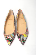 Load image into Gallery viewer, Christian Louboutin Silver Multi Print Embellished Flat Patent Point Shoe
