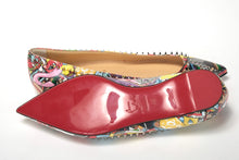 Load image into Gallery viewer, Christian Louboutin Silver Multi Print Embellished Flat Patent Point Shoe
