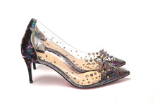 Load image into Gallery viewer, Christian Louboutin Black Pearlescent Heel Pvc Spikes Sandal
