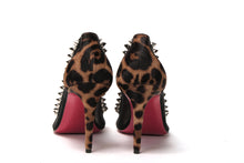 Load image into Gallery viewer, Christian Louboutin Brown Silver Leopard  Nappa And Mesh Studded High Heels Pumps
