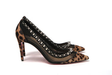 Load image into Gallery viewer, Christian Louboutin Brown Silver Leopard  Nappa And Mesh Studded High Heels Pumps
