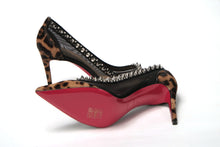 Load image into Gallery viewer, Christian Louboutin Brown Silver Leopard  Nappa And Mesh Studded High Heels Pumps
