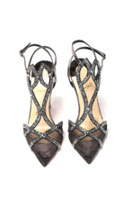 Load image into Gallery viewer, Christian Louboutin Black Crystal And Leather Strappy High Heel Sandal
