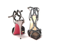 Load image into Gallery viewer, Christian Louboutin Black Crystal And Leather Strappy High Heel Sandal
