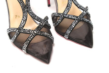 Load image into Gallery viewer, Christian Louboutin Black Crystal And Leather Strappy High Heel Sandal
