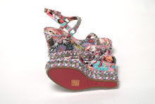 Load image into Gallery viewer, Christian Louboutin Multicolor Pyraclou 110 Patent High Heel Wedge
