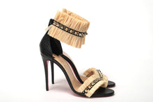 Load image into Gallery viewer, Christian Louboutin Black/Savane Black/Natural Poupedou 100 Calf Heel
