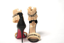 Load image into Gallery viewer, Christian Louboutin Black/Savane Black/Natural Poupedou 100 Calf Heel
