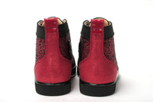 Load image into Gallery viewer, Christian Louboutin Red Black Louis Junior Spikes  Sneaker Shoes
