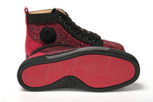 Load image into Gallery viewer, Christian Louboutin Red Black Louis Junior Spikes  Sneaker Shoes
